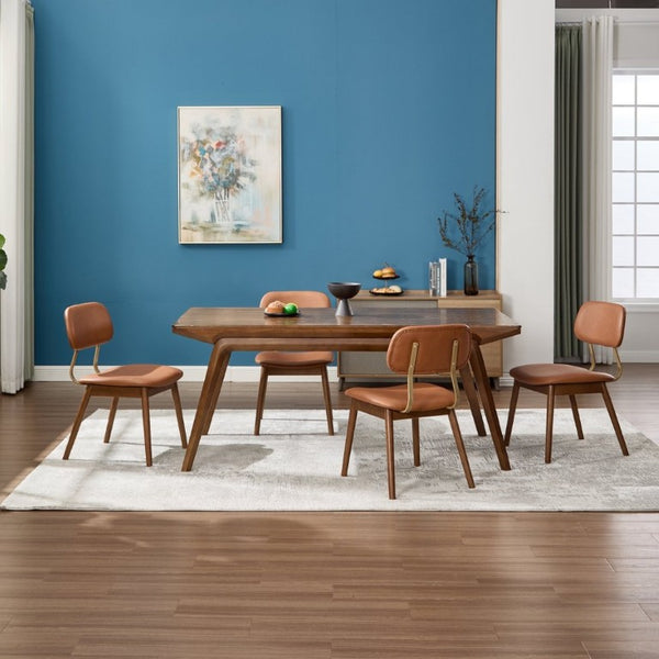 English Elm Wooden Vinyl Upholstered Dining Chairs Set of 2 Ergonomic Farmhouse Kitchen Seating W3244P547650