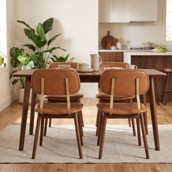English Elm Wooden Vinyl Upholstered Dining Chairs Set of 2 Ergonomic Farmhouse Kitchen Seating W3244P547650