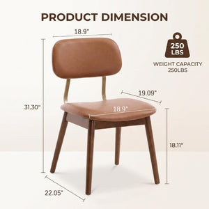 English Elm Wooden Vinyl Upholstered Dining Chairs Set of 2 Ergonomic Farmhouse Kitchen Seating W3244P547650