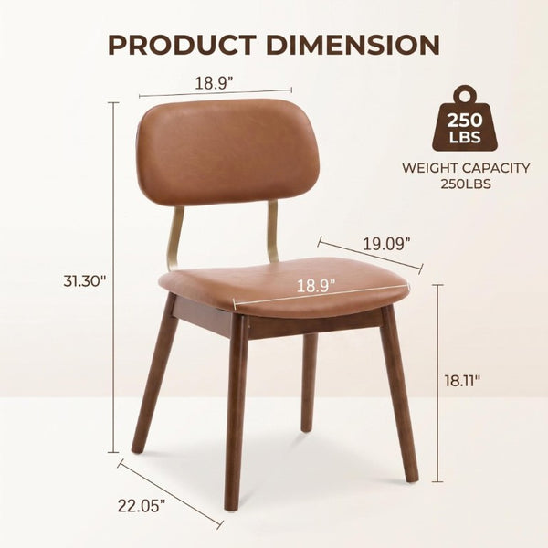 English Elm Wooden Vinyl Upholstered Dining Chairs Set of 2 Ergonomic Farmhouse Kitchen Seating W3244P547650