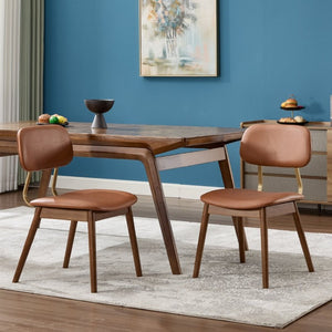 English Elm Wooden Vinyl Upholstered Dining Chairs Set of 2 Ergonomic Farmhouse Kitchen Seating W3244P547650