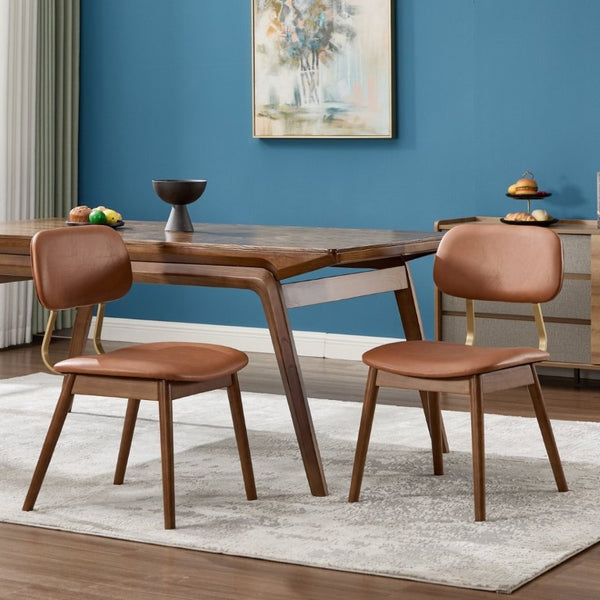 English Elm Wooden Vinyl Upholstered Dining Chairs Set of 2 Ergonomic Farmhouse Kitchen Seating W3244P547650