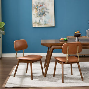 English Elm Wooden Vinyl Upholstered Dining Chairs Set of 2 Ergonomic Farmhouse Kitchen Seating W3244P547650