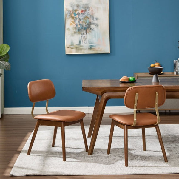 English Elm Wooden Vinyl Upholstered Dining Chairs Set of 2 Ergonomic Farmhouse Kitchen Seating W3244P547650