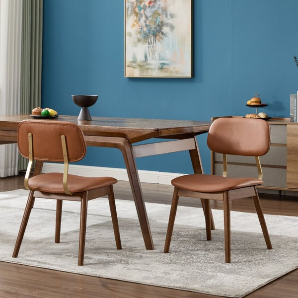 English Elm Wooden Vinyl Upholstered Dining Chairs Set of 2 Ergonomic Farmhouse Kitchen Seating W3244P547650