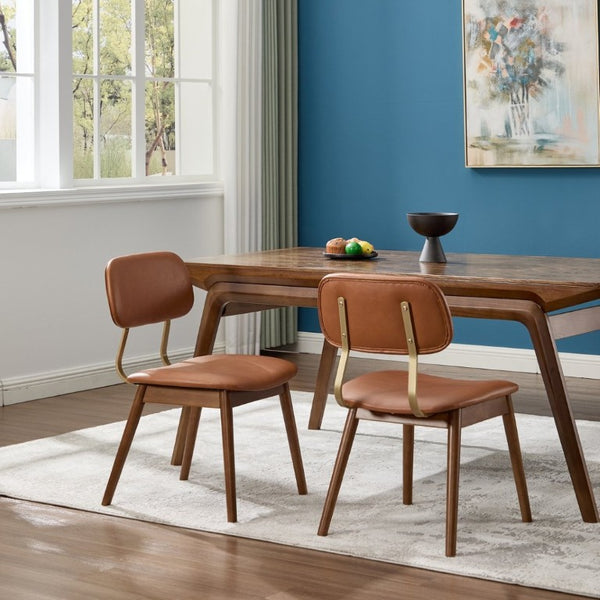 English Elm Wooden Vinyl Upholstered Dining Chairs Set of 2 Ergonomic Farmhouse Kitchen Seating W3244P547650