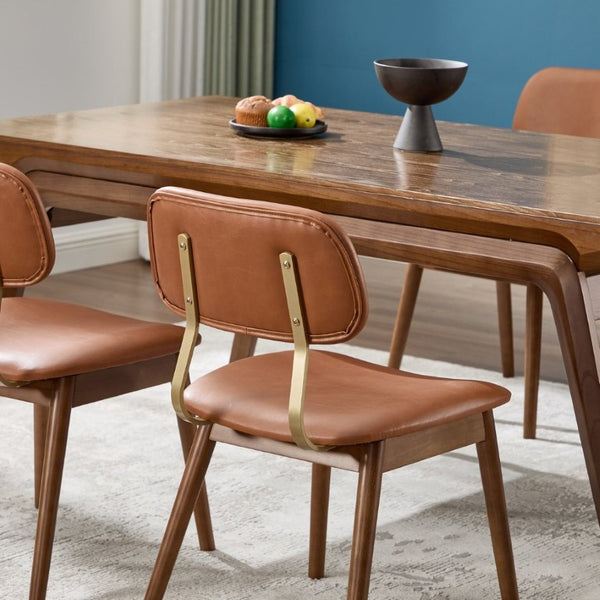 English Elm Wooden Vinyl Upholstered Dining Chairs Set of 2 Ergonomic Farmhouse Kitchen Seating W3244P547650
