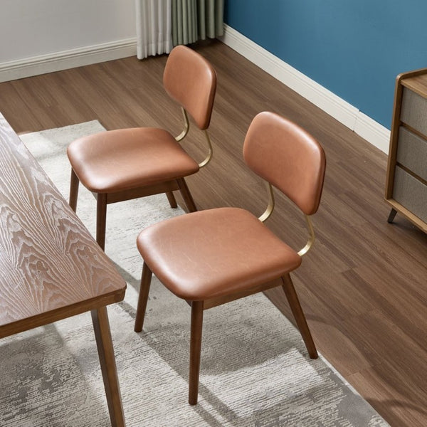 English Elm Wooden Vinyl Upholstered Dining Chairs Set of 2 Ergonomic Farmhouse Kitchen Seating W3244P547650