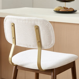 English Elm Wooden Farmhouse Bar Stools Set of 2 Curved Back Upholstered Kitchen Island Seating W3244P547663