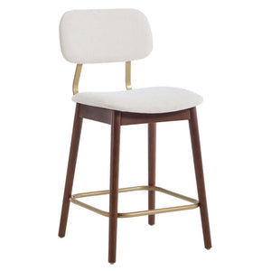 English Elm Wooden Farmhouse Bar Stools Set of 2 Curved Back Upholstered Kitchen Island Seating W3244P547663