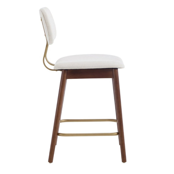 English Elm Wooden Farmhouse Bar Stools Set of 2 Curved Back Upholstered Kitchen Island Seating W3244P547663