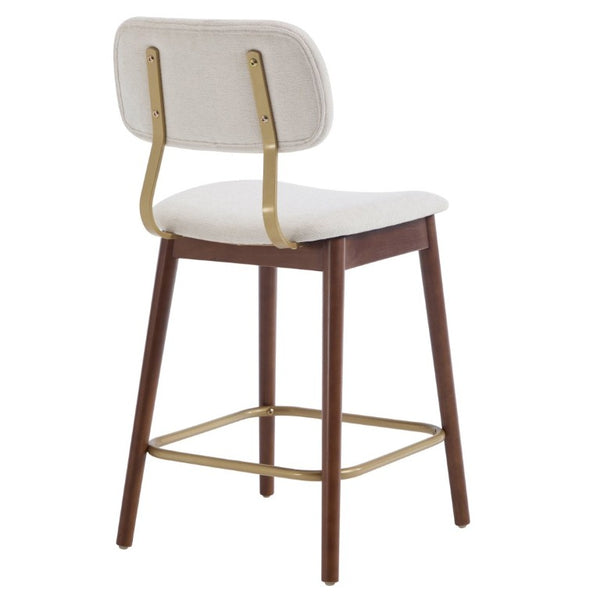 English Elm Wooden Farmhouse Bar Stools Set of 2 Curved Back Upholstered Kitchen Island Seating W3244P547663