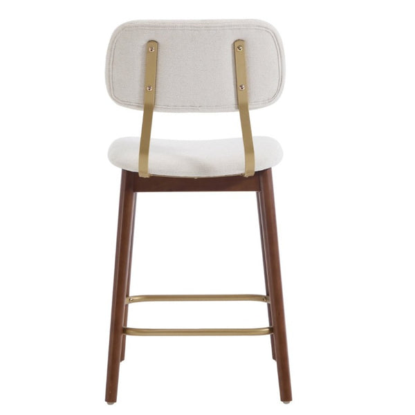 English Elm Wooden Farmhouse Bar Stools Set of 2 Curved Back Upholstered Kitchen Island Seating W3244P547663