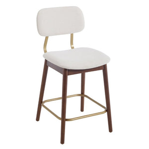 English Elm Wooden Farmhouse Bar Stools Set of 2 Curved Back Upholstered Kitchen Island Seating W3244P547663