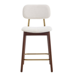 English Elm Wooden Farmhouse Bar Stools Set of 2 Curved Back Upholstered Kitchen Island Seating W3244P547663