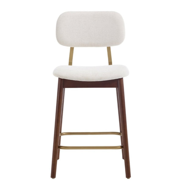English Elm Wooden Farmhouse Bar Stools Set of 2 Curved Back Upholstered Kitchen Island Seating W3244P547663