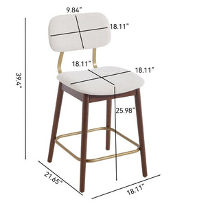 English Elm Wooden Farmhouse Bar Stools Set of 2 Curved Back Upholstered Kitchen Island Seating W3244P547663