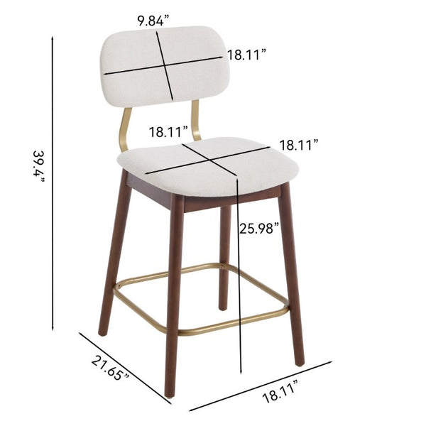 English Elm Wooden Farmhouse Bar Stools Set of 2 Curved Back Upholstered Kitchen Island Seating W3244P547663