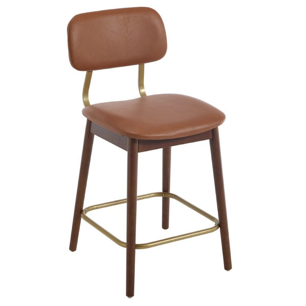 English Elm Wooden Solid Frame Vinyl Upholstered Bar Height Chairs Farmhouse Kitchen Island Set of 2 W3244P547664