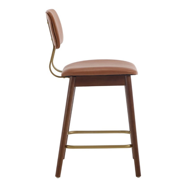 English Elm Wooden Solid Frame Vinyl Upholstered Bar Height Chairs Farmhouse Kitchen Island Set of 2 W3244P547664
