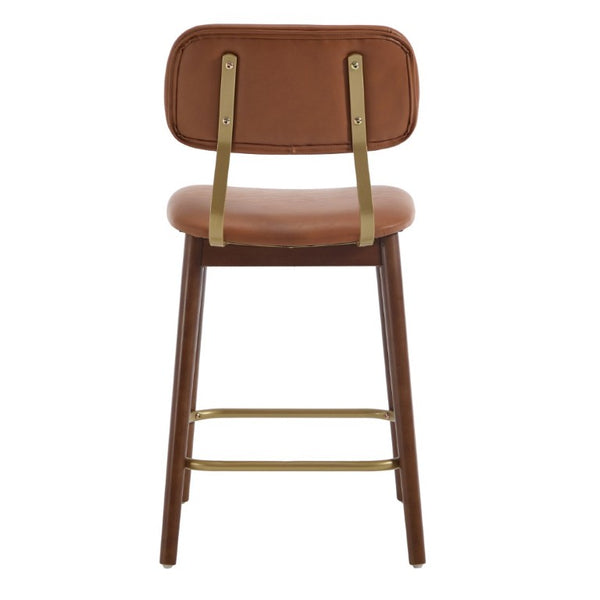 English Elm Wooden Solid Frame Vinyl Upholstered Bar Height Chairs Farmhouse Kitchen Island Set of 2 W3244P547664