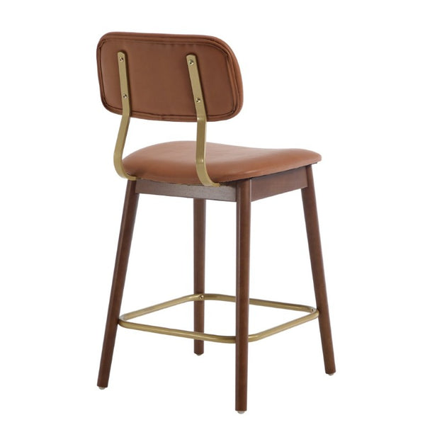 English Elm Wooden Solid Frame Vinyl Upholstered Bar Height Chairs Farmhouse Kitchen Island Set of 2 W3244P547664