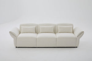English Elm 107" Velvet Cloud Sofa Deep Plush Three Seat Lounge with Lumbar Pillows for Living Room Beige W3244S00005