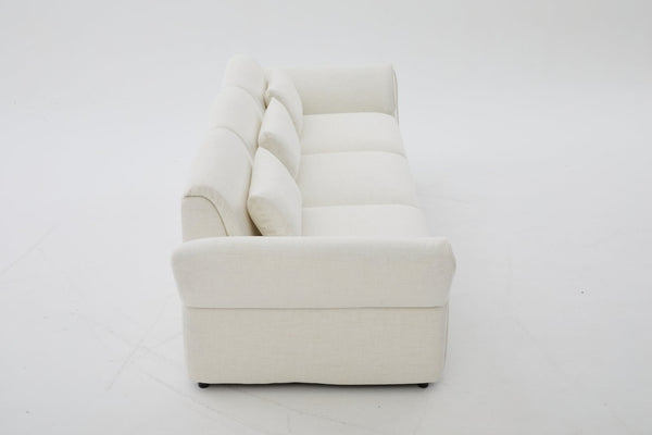 English Elm 107" Velvet Cloud Sofa Deep Plush Three Seat Lounge with Lumbar Pillows for Living Room Beige W3244S00005