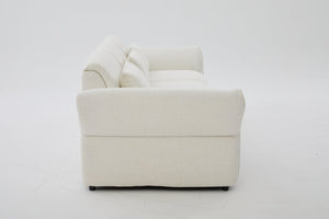 English Elm 107" Velvet Cloud Sofa Deep Plush Three Seat Lounge with Lumbar Pillows for Living Room Beige W3244S00005