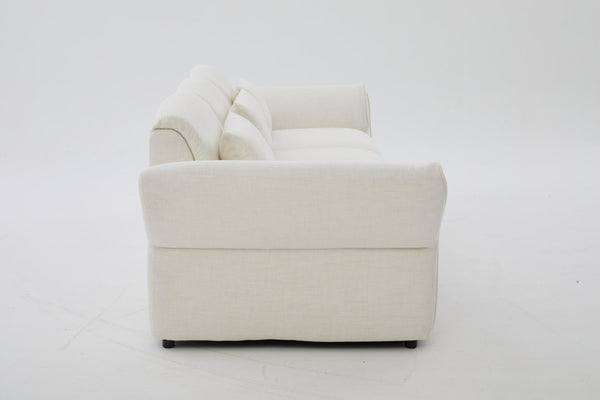 English Elm 107" Velvet Cloud Sofa Deep Plush Three Seat Lounge with Lumbar Pillows for Living Room Beige W3244S00005