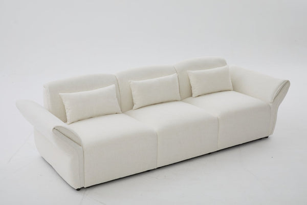 English Elm 107" Velvet Cloud Sofa Deep Plush Three Seat Lounge with Lumbar Pillows for Living Room Beige W3244S00005