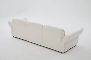 English Elm 107" Velvet Cloud Sofa Deep Plush Three Seat Lounge with Lumbar Pillows for Living Room Beige W3244S00005
