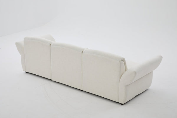 English Elm 107" Velvet Cloud Sofa Deep Plush Three Seat Lounge with Lumbar Pillows for Living Room Beige W3244S00005