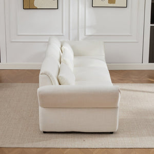English Elm 107" Velvet Cloud Sofa Deep Plush Three Seat Lounge with Lumbar Pillows for Living Room Beige W3244S00005