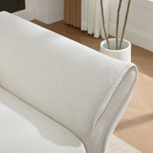 English Elm 107" Velvet Cloud Sofa Deep Plush Three Seat Lounge with Lumbar Pillows for Living Room Beige W3244S00005
