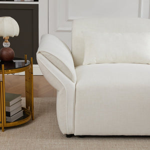 English Elm 107" Velvet Cloud Sofa Deep Plush Three Seat Lounge with Lumbar Pillows for Living Room Beige W3244S00005