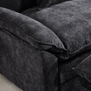 English Elm 44.5" Chenille Club Armchair with Ottoman Solid Wood Frame Modern Lounge Seating W3244S00010