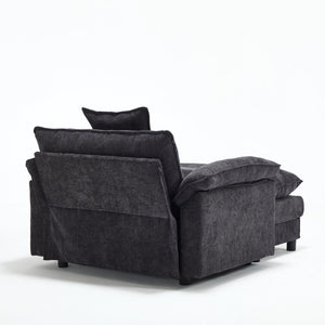 English Elm 44.5" Chenille Club Armchair with Ottoman Solid Wood Frame Modern Lounge Seating W3244S00010