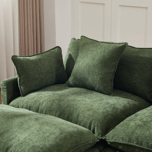 English Elm 108" Chenille Modular Sectional with Ottoman Deep Seated Cloud Sofa for Living Room W3244S00011