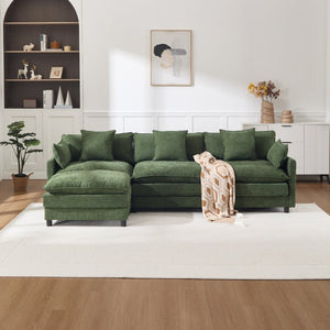 English Elm 108" Chenille Modular Sectional with Ottoman Deep Seated Cloud Sofa for Living Room W3244S00011