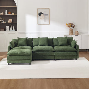 English Elm 108" Chenille Modular Sectional with Ottoman Deep Seated Cloud Sofa for Living Room W3244S00011