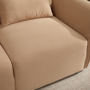 English Elm 107" Velvet Cloud Sofa Deep Plush Three Seat Lounge with Lumbar Pillows for Living Room Khaki W3244S00012