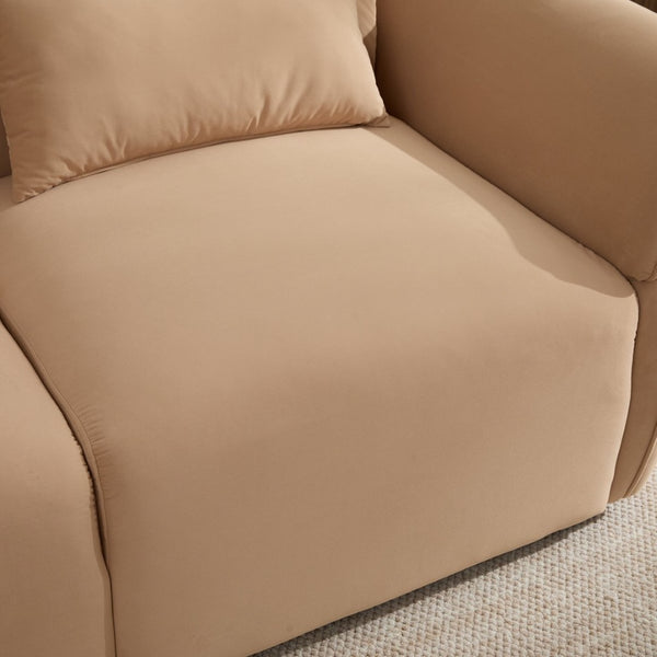 English Elm 107" Velvet Cloud Sofa Deep Plush Three Seat Lounge with Lumbar Pillows for Living Room Khaki W3244S00012