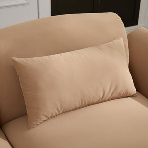 English Elm 107" Velvet Cloud Sofa Deep Plush Three Seat Lounge with Lumbar Pillows for Living Room Khaki W3244S00012