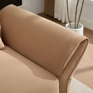 English Elm 107" Velvet Cloud Sofa Deep Plush Three Seat Lounge with Lumbar Pillows for Living Room Khaki W3244S00012
