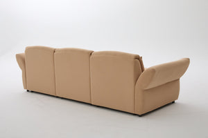 English Elm 107" Velvet Cloud Sofa Deep Plush Three Seat Lounge with Lumbar Pillows for Living Room Khaki W3244S00012