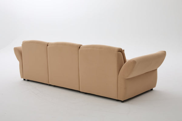 English Elm 107" Velvet Cloud Sofa Deep Plush Three Seat Lounge with Lumbar Pillows for Living Room Khaki W3244S00012