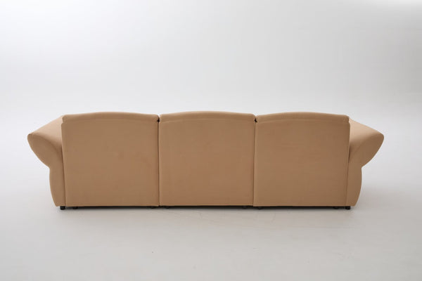 English Elm 107" Velvet Cloud Sofa Deep Plush Three Seat Lounge with Lumbar Pillows for Living Room Khaki W3244S00012