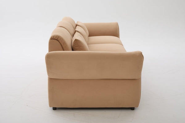 English Elm 107" Velvet Cloud Sofa Deep Plush Three Seat Lounge with Lumbar Pillows for Living Room Khaki W3244S00012