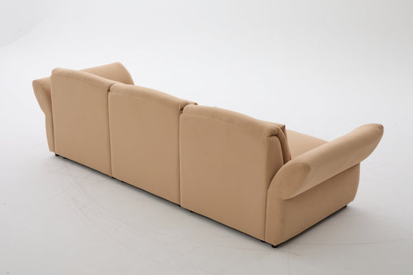 English Elm 107" Velvet Cloud Sofa Deep Plush Three Seat Lounge with Lumbar Pillows for Living Room Khaki W3244S00012